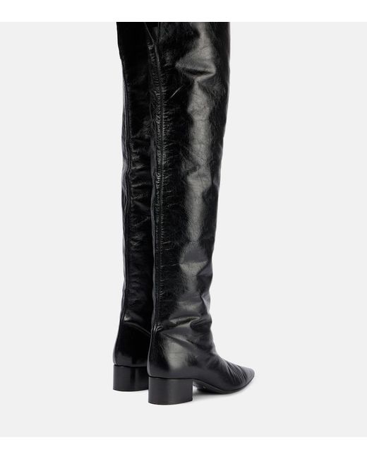 Khaite Black Andee Leather Over-The-Knee Boots