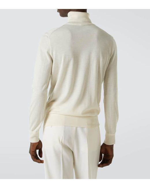 Tom Ford Rollkragenpullover Aus Kaschmir Und Seide in White für Herren