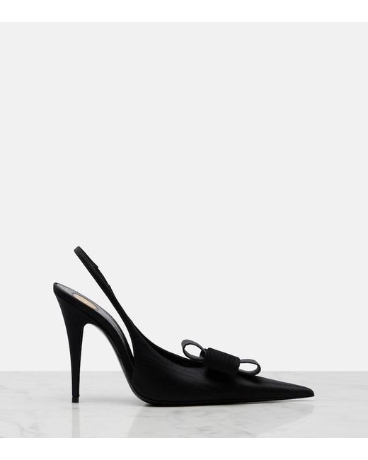 Saint Laurent Black Slingback-Pumps Tea Aus Satin