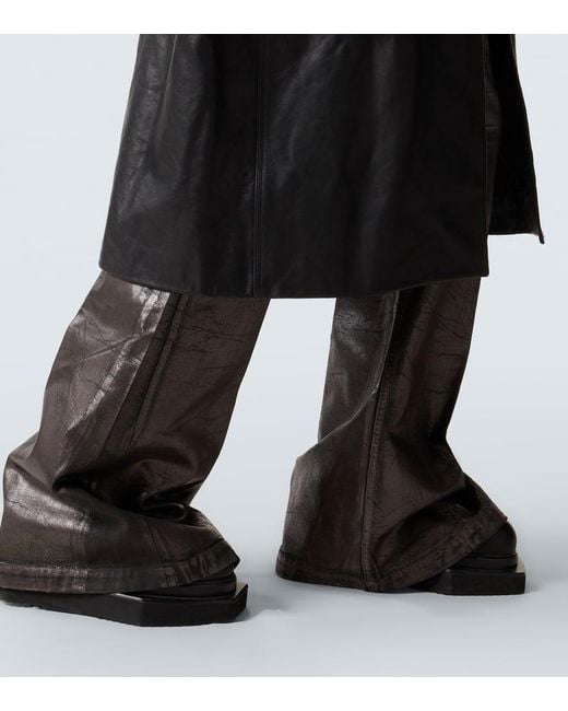 Rick Owens Black Coated Wide-Leg Jeans for men