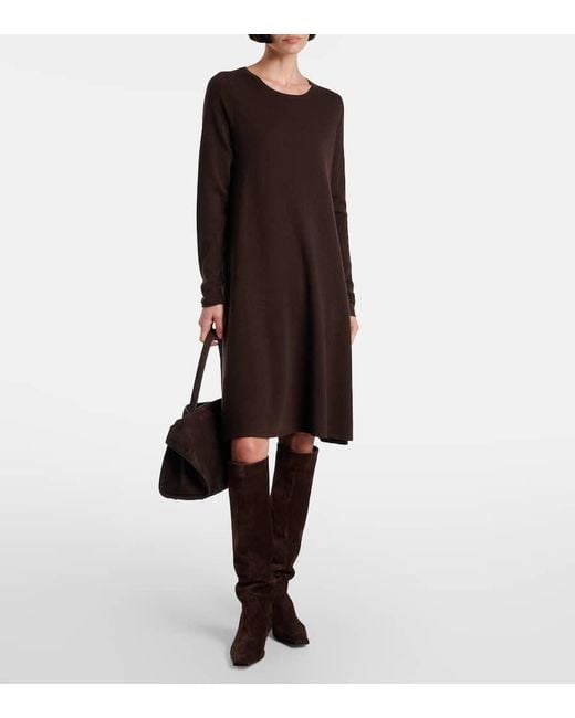 Jardin Des Orangers Brown Wool And Cashmere Midi Dress
