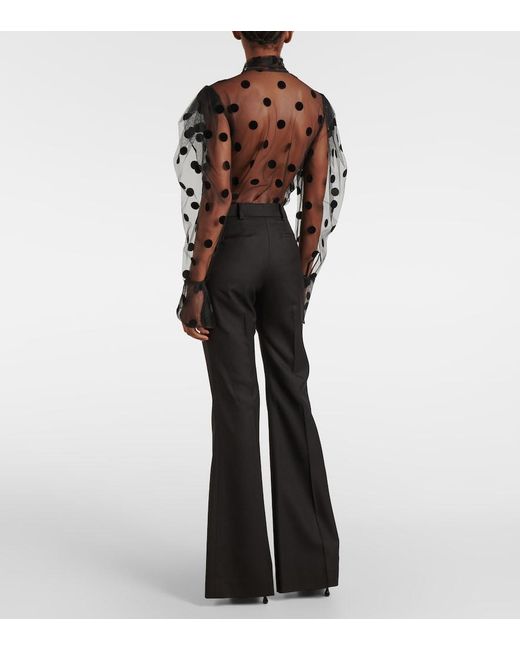 Nina Ricci Black Wool Gabardine Flared Pants