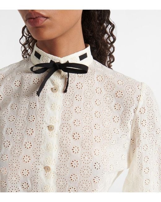 Valentino White Broderie Anglaise Cotton Poplin Shirt