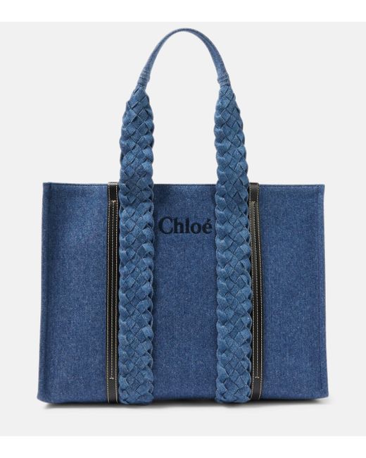 Chloé Blue Woody Medium Denim Tote Bag