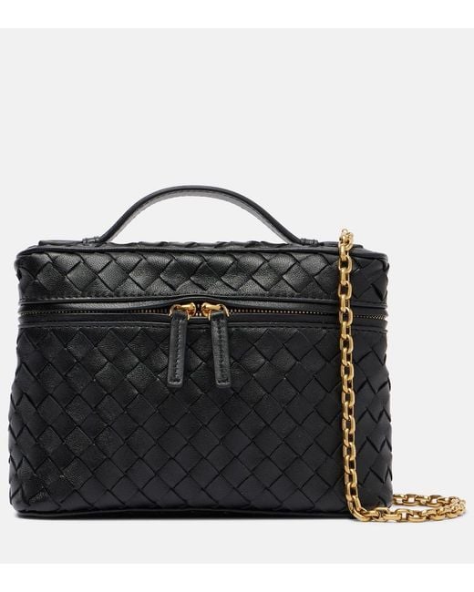 Bottega Veneta Black Intrecciato Leather Crossbody Bag
