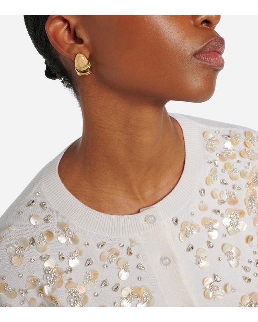 Oscar de la Renta White Plated Earrings
