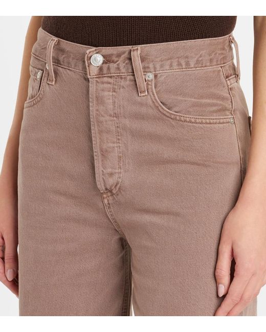Agolde Brown Ren Crop High-Rise Wide-Leg Jeans