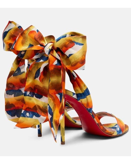 Christian Louboutin Orange Miss Z Sandale Du Désert Silk Sandals 100