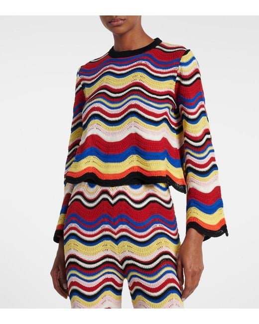 Top Chevron De Croche De Algodon LaDoubleJ de color Blue