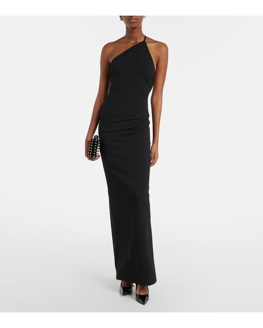 Solace London Black Alexandra One-Shoulder Maxi Dress