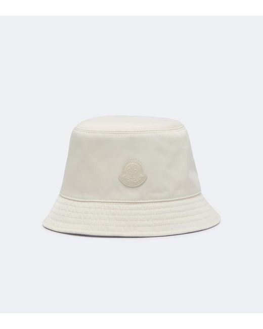 Moncler White Logo Bucket Hat