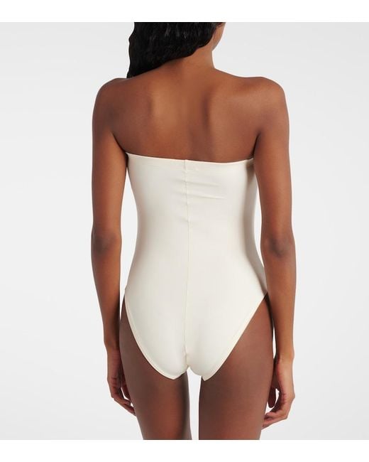 Karla Colletto Natural Tess Floral-Applique Swimsuit