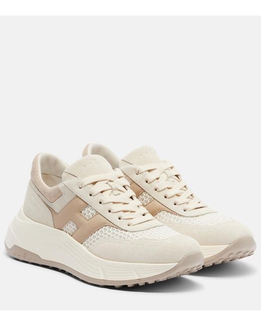 Hogan White H669 Suede Sneakers