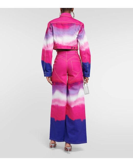 Area Pink Tie Dye Crystal Wide Leg Jeans