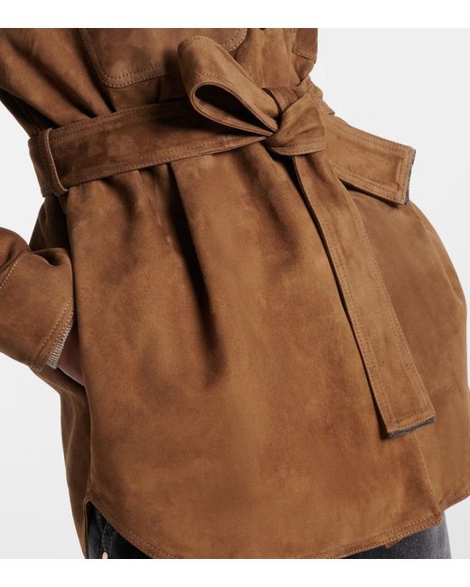 Brunello Cucinelli Brown Belted Suede Field Jacket
