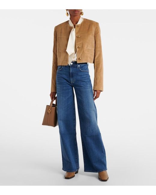 Citizens of Humanity Blue Mid-Rise Wide-Leg Jeans