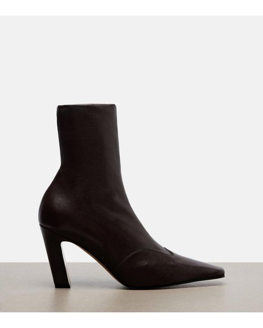 Khaite Black Nevada Leather Ankle Boots