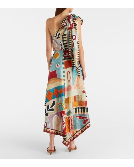 Robe Midi Michelle Asymetrique En Soie ALÉMAIS en coloris White