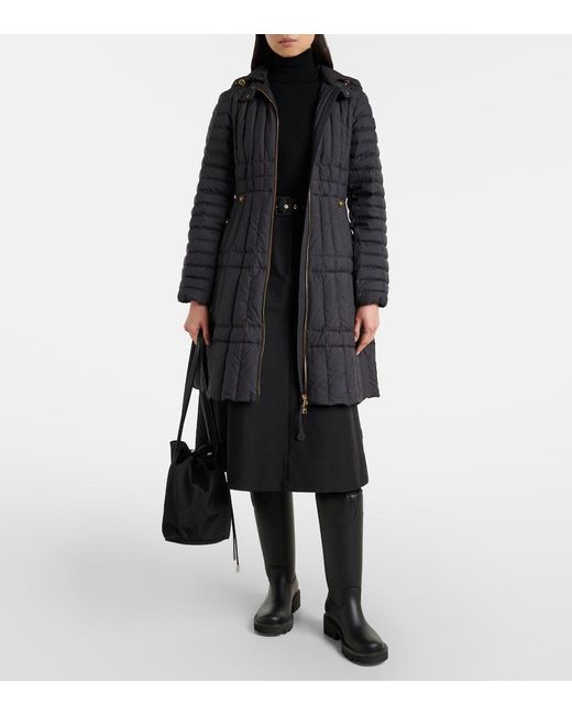 Moncler Black Menthelong Quilted Down Coat