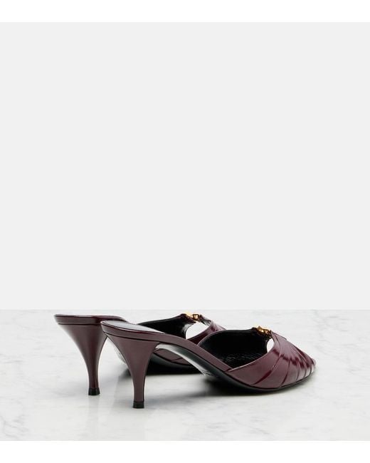 Saint Laurent Brown Babylone Cassandre 60 Leather Mules