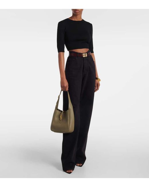 Saint Laurent Black Cropped Wool Top