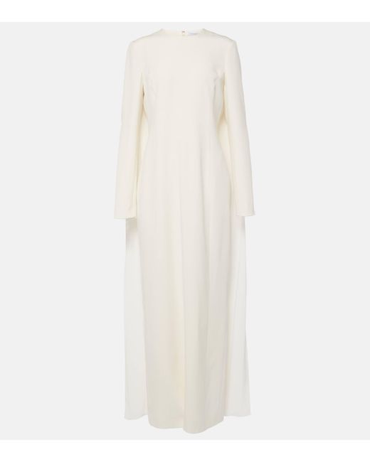 Gabriela Hearst White Bridal Carlota Caped Silk And Wool Cady Gown