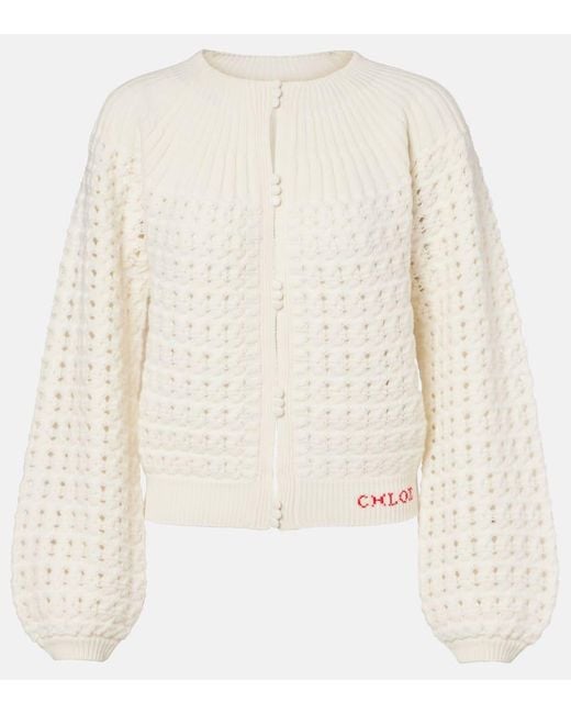 Chloé Natural Cardigan Aus Wolle Und Kaschmir