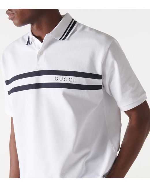 Gucci Poloshirt Aus Baumwolle Mit Print in White für Herren