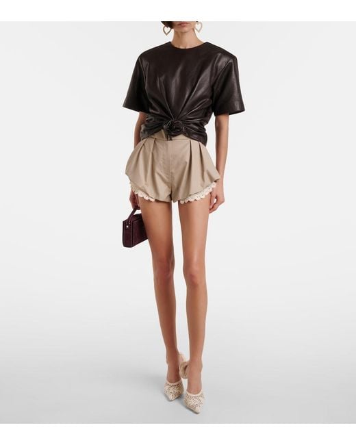 Magda Butrym Black Knot-Detail Leather T-Shirt