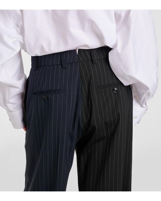 Vetements Blue Pinstripe Wool Wide-Leg Pants