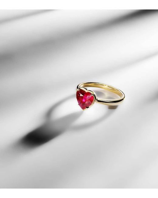 Bague Heart En Or 18 Ct Et Rubis Anita Ko en coloris White