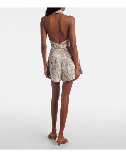 Zimmermann Natural Daylight Printed Linen Romper