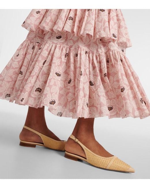 Malone Souliers Natural Jama Raffia Slingback Ballet Flats