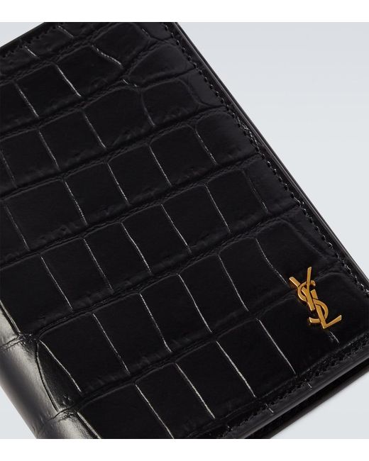 Saint Laurent Black Cassandre Leather Card Holder for men