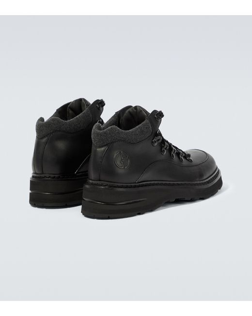 Giorgio Armani Leather Lace-up Boots in Black for Men | Lyst