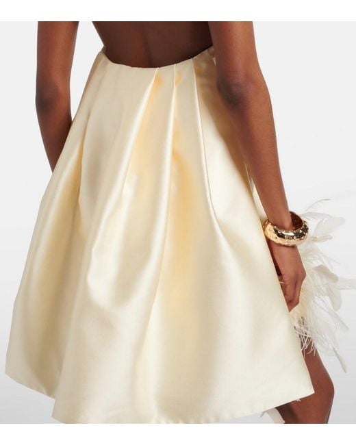 Self-Portrait Natural Fringed Satin Minidress