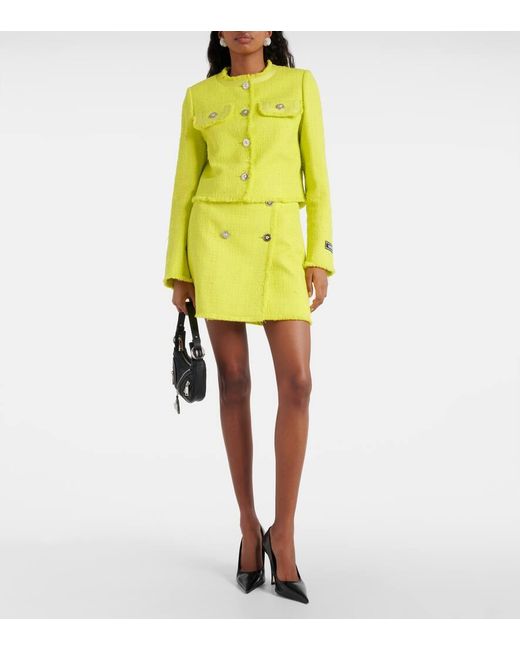 Versace Yellow Cotton-blend Boucle Jacket