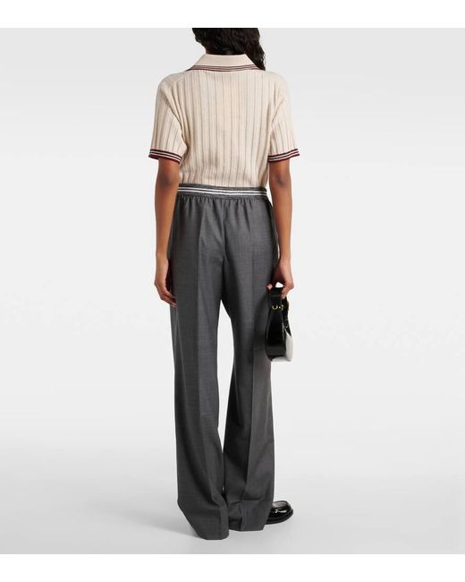Pantalones de lana de tiro bajo Miu Miu de color Gray