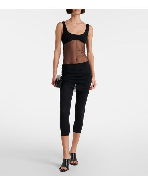 Nensi Dojaka Black Cropped Tulle-Trimmed Leggings