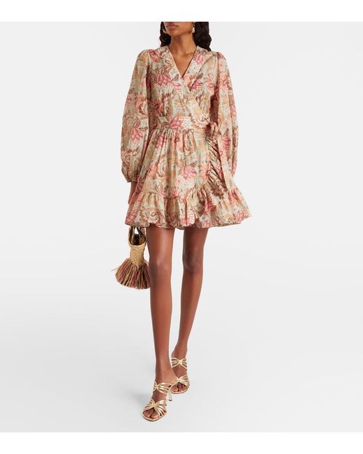 Zimmermann Pink Daylight Floral Cotton Wrap Dress