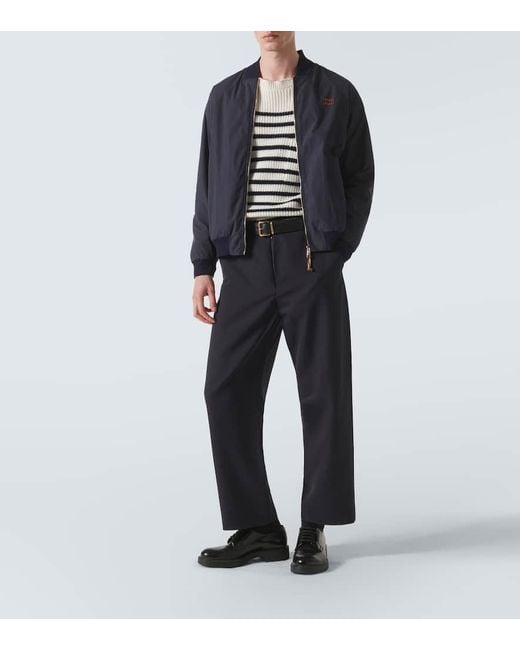 Miu Miu Blue Logo Cotton-Blend Bomber Jacket for men