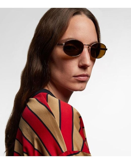 Prada Brown Iconic Plaque Round Sunglasses