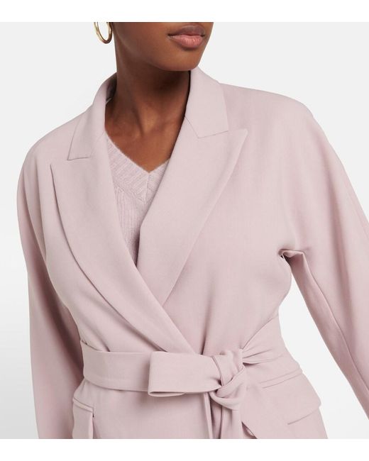 Joseph Pink Wells Belted Wool-Blend Blazer