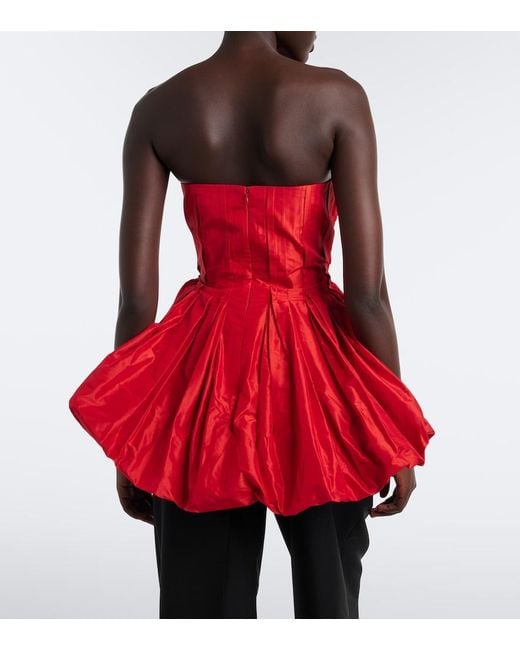 TOVE Red Marina Peplum Silk Taffeta Top