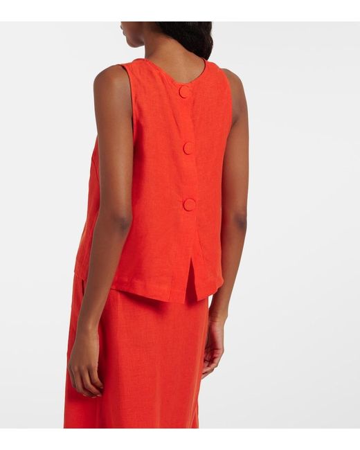 Eres Red Ravie Linen Top