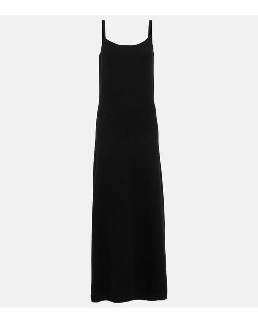 Totême Black Scarf-Detail Cashmere Maxi Dress