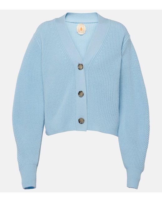 Cardigan cropped in lana e cashmere di Jardin Des Orangers in Blue