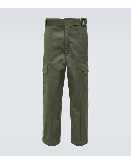 KENZO Green Mid-Rise Cotton Cargo Pants for men