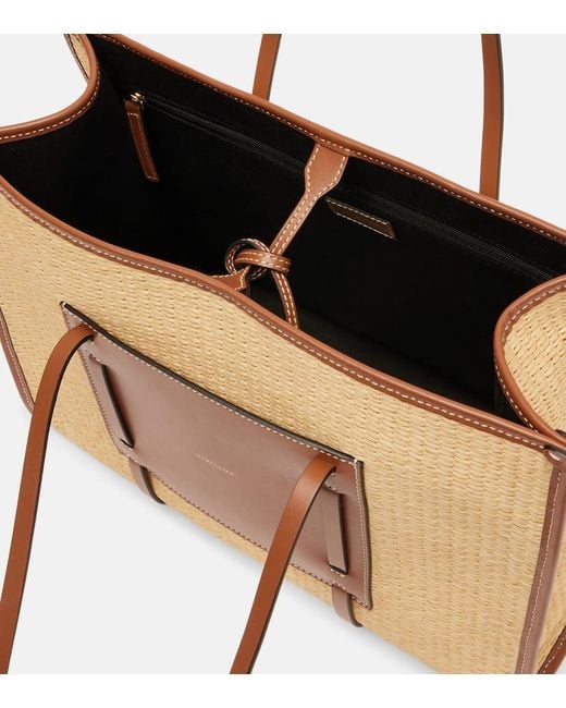 Dana Tasseled Leather-Trimmed Raffia Tote Bag