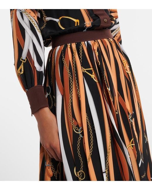 Gucci Brown Printed Tie-Neck Silk Shirt Dress